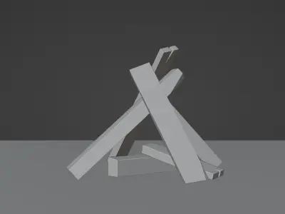 Extinguished Campfire Low Poly Low-poly 3D model
