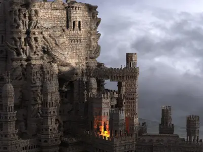 Ocean port City temple 1 Kit bash 3D model