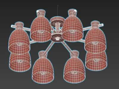 folke light fixture with six shades of gold 3D model