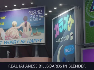  Low-Poly Japanese Billboards with 10 Ready-to-use Ads Low-poly 3D model
