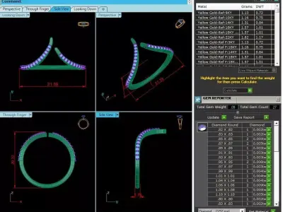 Diamond Ring 3dm stl renders details with 11 ring sizes 3D print model
