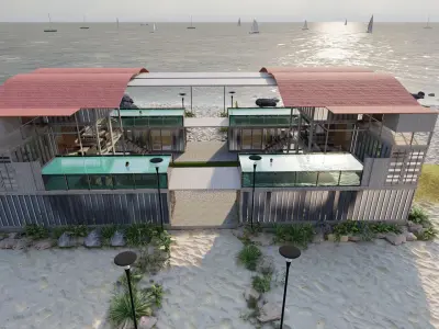 Temporary villa - villa condo - container building 3D model