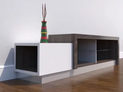 TV Stand-04 and Vase 3D model