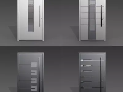 Modern Front Door Set  4 Variants 3D model