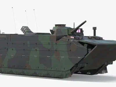  Amphibious Armored Carrier Camouflage Green Rigged 
