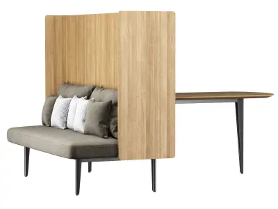 Versus high back loveseat with table  3D model