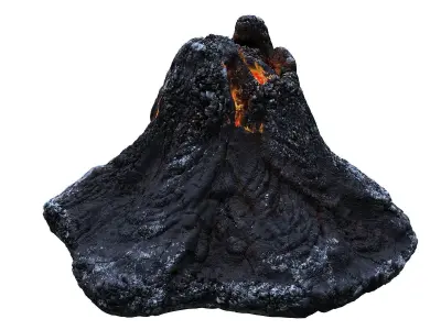 Crater volcano Low-poly 3D model