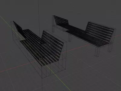 Outdoor park long chairs 3D model