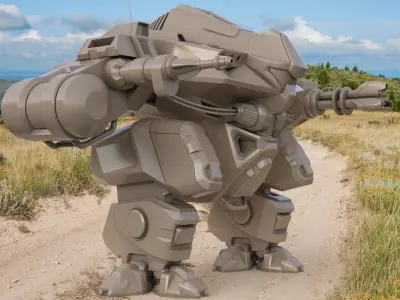 Mecha Robo Cop Clay Vray AI High Poly 3D model