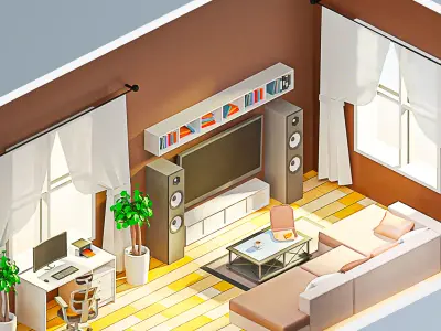 Room 14 Low-poly 3D model