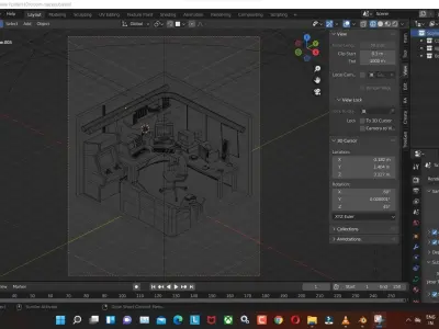 room-hacker low poly model render in blender Low-poly 3D model