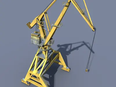 Crane Orange for shipyard cargo terminal or port 3D model
