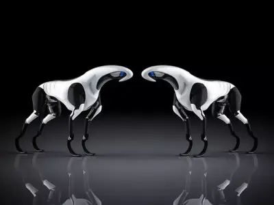 Futuristic Robot Dog Sleek White Black Mechanical Canine 3D Low-poly 3D model