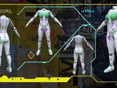 Sci Fi Cyberpunk Female Suit Low-poly 3D model