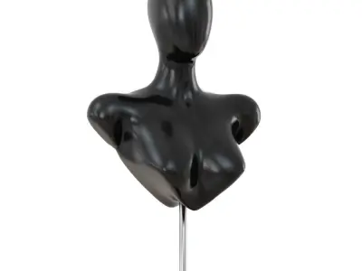 Female black bust on a metal stand 104 3D model