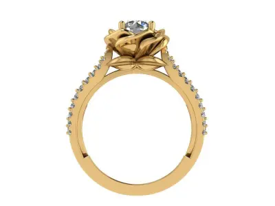 Ring483 gold engagement ring with diamonds 3D print model