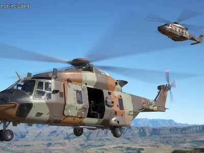  Tactical Support Helicopter Camo with Interior Rigged 