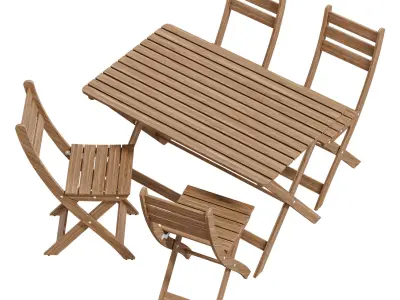 ASKHOLMEN Table 4 outdoor chairs 3D model