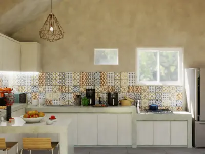 Rustic Village Kitchen Simple and Authentic Low-poly 3D model