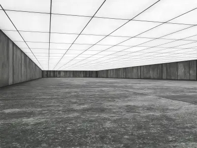 Concrete Garage Interior Low-poly 3D model