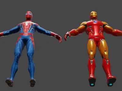 Iron Man and Spider Man Low-poly 3D model