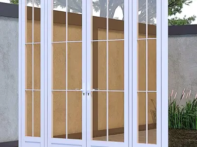 Wooden And Glasses Door Design  3D model