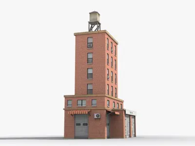 Apartment Building x11 Low-poly 3D model