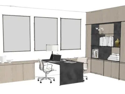 Modern Office Setup with Furniture and Decor 3D model