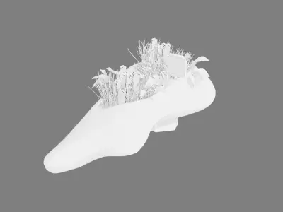 Solarpunk Organic Bio-Seating Integrated Couch Planter Low-poly 3D model