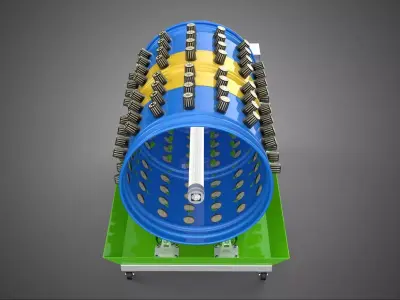 STEEL DRUM 55 GALLON POT GARDEN ROTARY HYDROPONIC PLANT FARM IOT 3D model