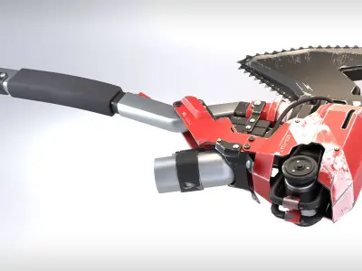 Electric-Axe tool with two blades Low-poly 3D model