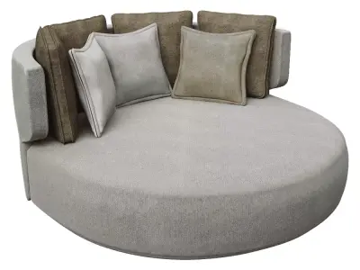 Modern Round Lounge Sofa with Cushions 3D model