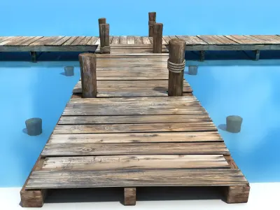 Old wooden Bridge Low Poly Low-poly 3D model