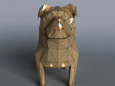 bulldog lowpoly 3D print model polygonal dog Low-poly 3D model