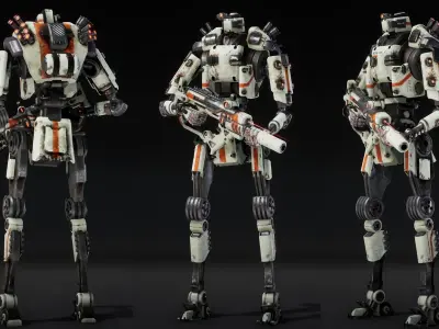 Etasphera85 robot holding gun Low-poly 3D model