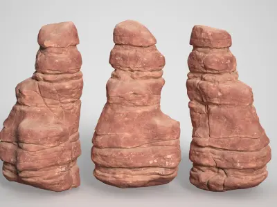 14 Sandstone Columns Desert - 241025 Low-poly 3D model