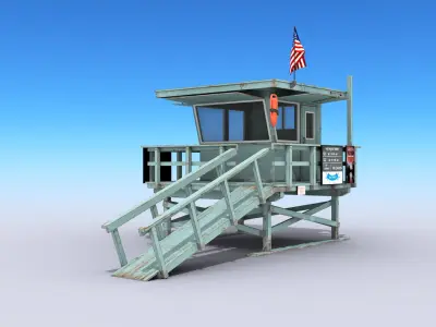Lifeguard Station Low-poly 3D model
