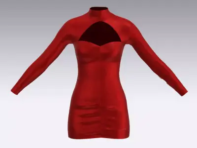 RED SATIN DRESS FRONT WINDOW 3D model