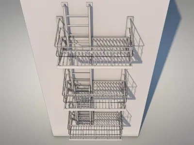Balcony Fire Escape Ladder Low-poly 3D model