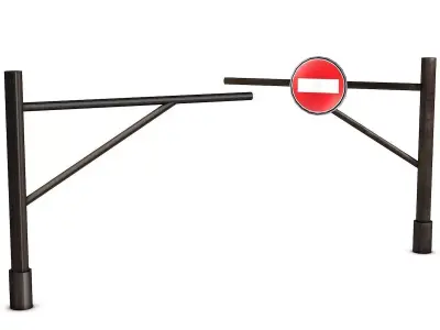 Wooden Barrier Low Poly Low-poly 3D model