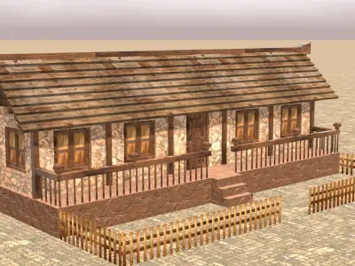 Low Poly Medieval House Bundle for Game and Animation Projects Low-poly 3D model