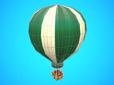 HOT AIR BALLOON CARTOON STYLIZED 03 Low-poly 3D model