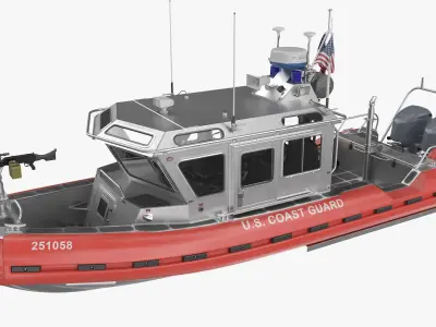  Coast Guard Defender Class Boat Red Rigged for Cinema 4D 