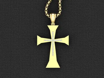 High Cross Pendant Light Gold 18K 3CP079 3D model