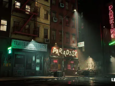 1970 s New York City Alley Low-poly 3D model