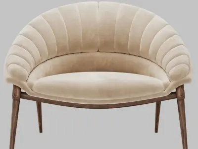 Phu Cau Walnut Modern Armchair by Alma de Luce 3D model