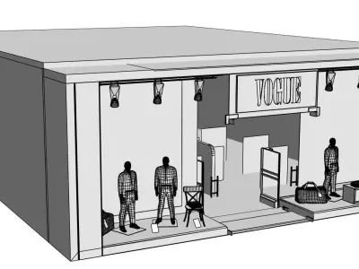 Shop window with low poly interior for men 3D model