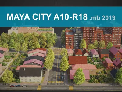 Realistic City District A10-R18 MAYA Low-poly 3D model