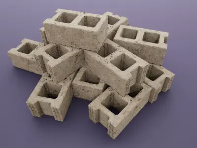 Cinder Block rusty - PBR Low-poly 3D model