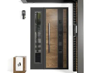 Modern entrance 01 Low-poly 3D model